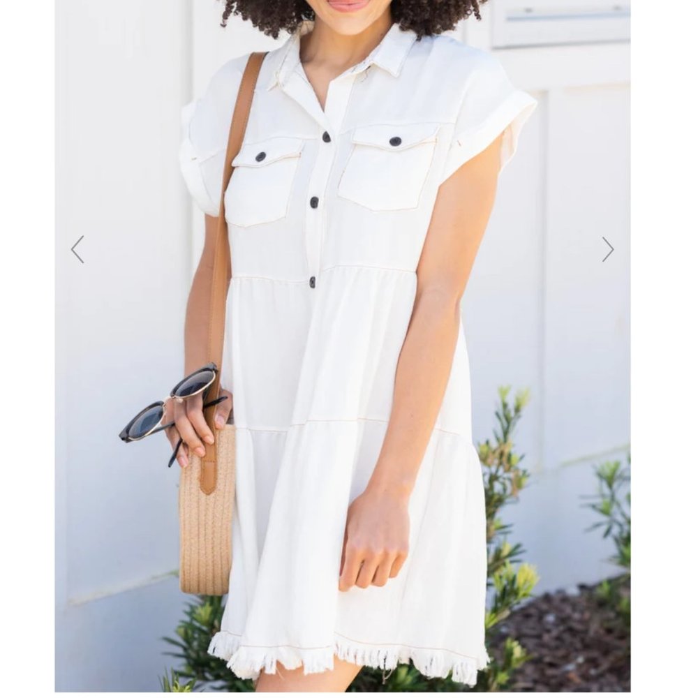 Umgee Frayed Button Down Dress